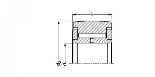 Galet de came avec guidage axial par rondelles, à aiguilles jointives - Plan