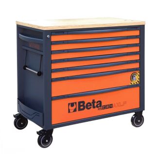 Servante mobile d'atelier extra large à sept tiroirs Orange