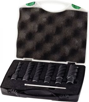 Coffret de fraises à carotter HSS-EX nitruré profondeur de coupe 55 mm
