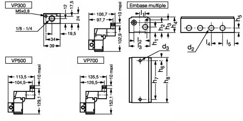 Embase pour électrodistributeur VP - Plan