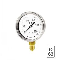 MANOMÈTRE BOÎTIER INOX À BAIN RACCORD EN BAS DIAMÈTRE 63 MANOMÈTRE BOÎTIER INOX À BAIN RACCORD EN BAS DIAMÈTRE 63