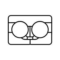 Symbole roulement à billes à contact oblique à deux rangées ouvert avec bague int. 2 parties