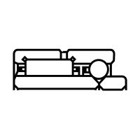 Symbole roulement combiné à aiguilles et à billes, à contact oblique