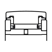 Symbole galet de came avec guidage axial par rondelles, avec 2 bagues d'étanchéité (PP)