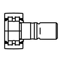 Symbole Galet de came avec guidage axial, à rouleaux jointifs joint à lèvre des 2 côtés avec excentrique