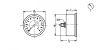 Manomètre boîtier acier sec raccord au dos - Plan diam. 40