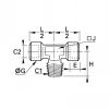 Té femelle BSP cylindrique au centre mâle BSP conique - LEGRIS 0158 - Plan