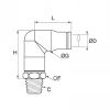 Équerre à piquage mâle BSP conique et NPT - LEGRIS 3809 - Plan