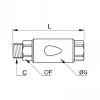 Clapet antiretour inox mâle(in)/femelle(out) cylindrique - LEGRIS 4891 - Plan