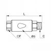 Clapet antiretour inox mâle(out)/femelle(in) cylindrique - LEGRIS 4892 - Plan