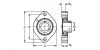 Plan - Palier applique à 2 trous de fix., corps en fonte