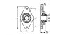 Plan - Palier applique à 2 trous de fix., corps en fonte