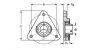 Plan - Palier applique à 3 trous de fix., corps en fonte