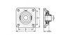 Plan - Palier applique carré à 4 trous de fix., corps en fonte